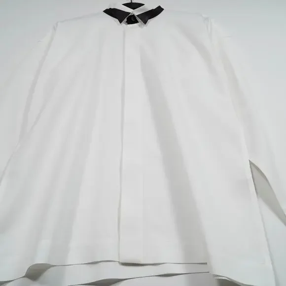 Homme Plisse Issey Miyake White Shirt Bow Tie Collar Print Size 2 Japan